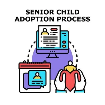 Senior child adoption process concept illustration Stockillustratie