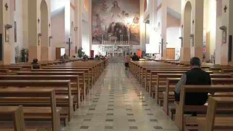 Senior in a church Stock Footage 89974142