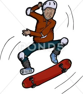 Senior Citizen Skateboarder Stock Illustration