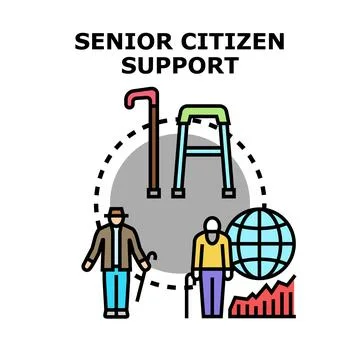 Senior citizen support and elder care assistance concept Stock Illustration