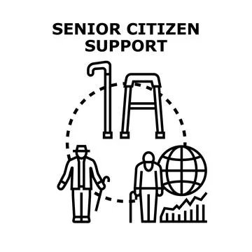 Senior citizen support and elder care assistance concept Stock Illustration