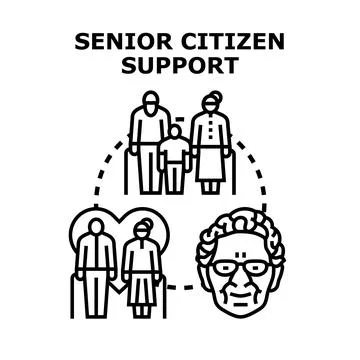 Senior citizen support system concept illustration Illustrazione stock