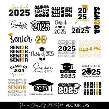 Senior Class of 2025 Bundle Graduation typography Graduation Quote Stock-Illustration