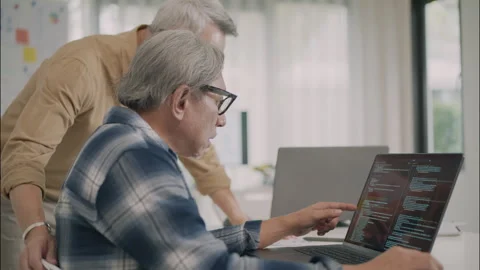 Senior Coding Learning Technology Mentorship Collaboration Computer. Stock Footage 308232768