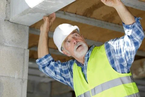 Senior construction manager controlling building site Stock Photos