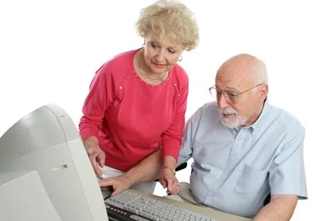 Senior Couple On Computer Stock Photos