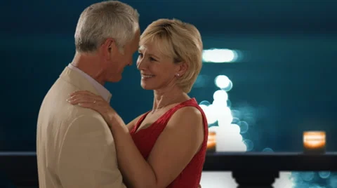 Senior couple dancing in moonlight Stock Footage 43678533