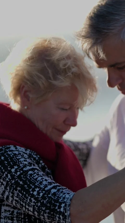 Senior couple dancing tango on beach Stock Footage 327714649