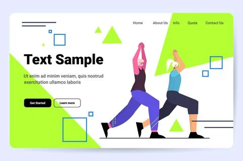 Senior couple doing squats aged people training in gym aerobic workout healthy Stock-Illustration