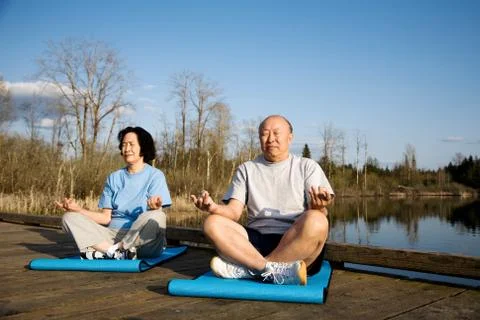 Senior couple exercise Stock Photos