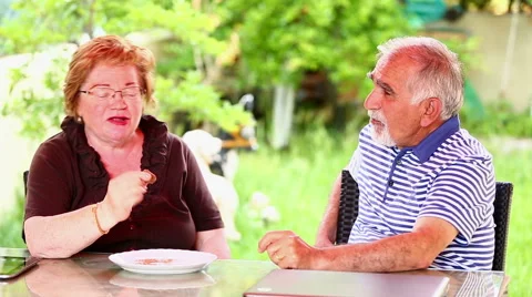 Senior couple flirting Video stock 50141766