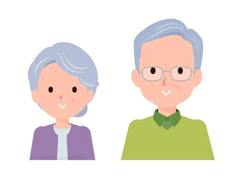 Senior couple Front facing. Stock Illustration