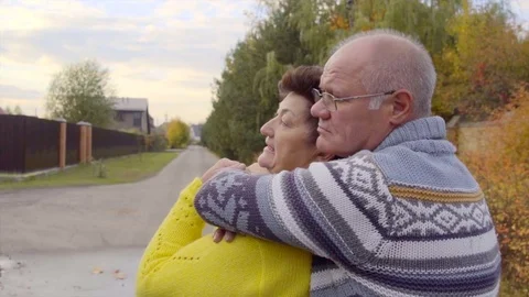 Senior couple is hugging Stock Footage 81127856