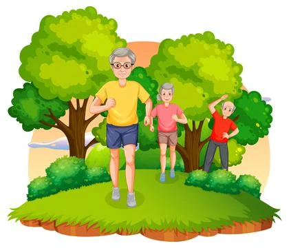 Senior couple jogging at park Ilustração Stock