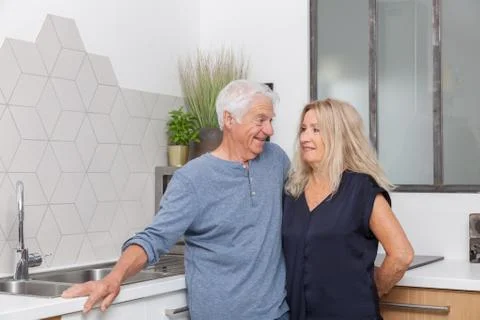 Senior couple in the kitchen Foto stock