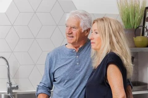 Senior couple in the kitchen Foto stock