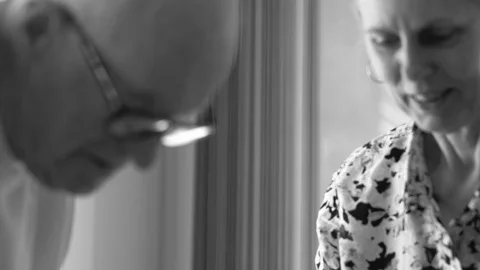 Senior couple looking down. 스톡 동영상 88374570