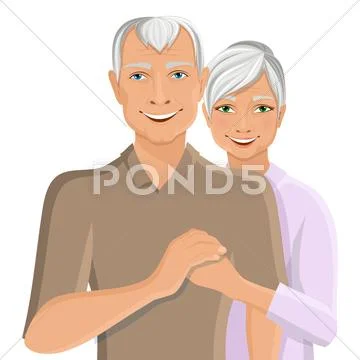 Senior couple portrait Stock Illustration