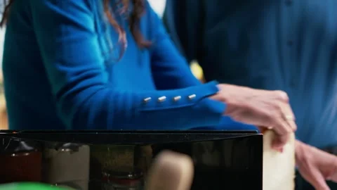 Senior Couple Prepares Breakfast Together In Modern Kitchen Stock Footage 322972254