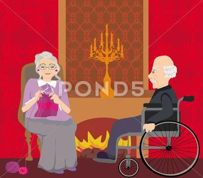 Senior couple resting at home Stock Illustration