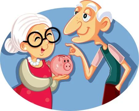 Senior Couple Saving for Retirement vector Illustration Stock Illustration