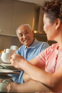 Senior couple sharing tea Stock Photos