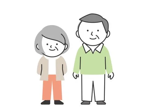 Senior couple standing side by side Stock Illustration