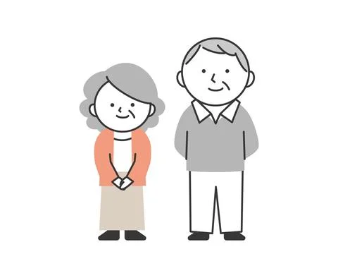 Senior couple standing side by side Stock Illustration