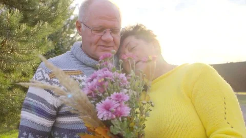 Senior couple at sunset Stock Footage 81107700