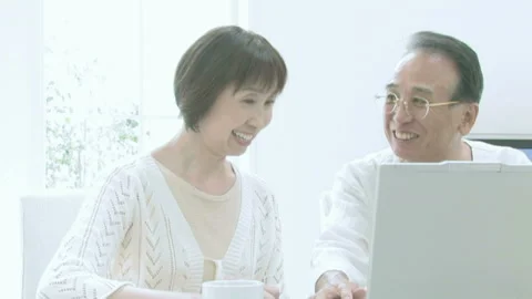 Senior Couple Using a Computer Stock Footage 332756017