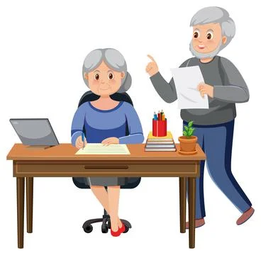 Senior couple using computer Illustrazione stock
