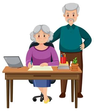 Senior couple using laptop 스톡 일러스트