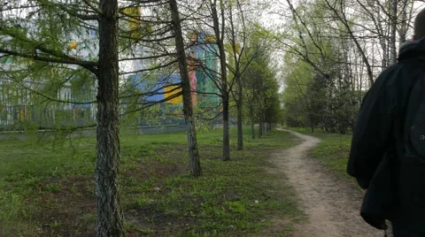 Senior Couple Walking on a Path Surrounded Green Trees Video stock 64060275