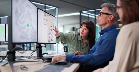 Senior Developer And Planner Use Computer To Measure Land Plot Stock Photos