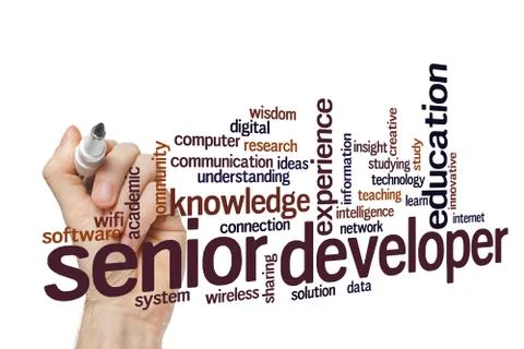 Senior developer word cloud concept Stock Photos