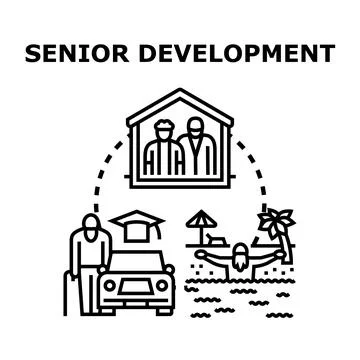 Senior development plan for active elder lifestyle Stock Illustration