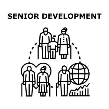 Senior development program for elder care and support 库存插图