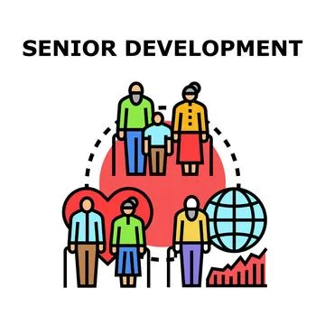 Senior development program for elder care and support Illustration