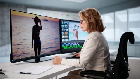 Senior Editor Using Custom Video Editing Software For Web Stock Footage 314933874