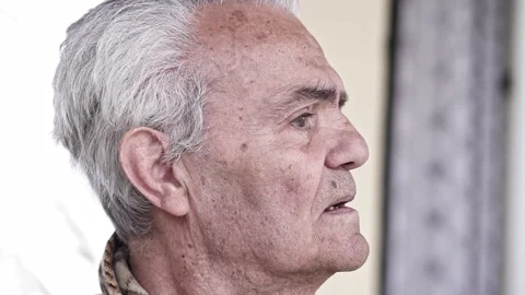 Senior Elderly Depressed Man , Close up Slow Motion Video Stockbeeldmateriaal 105968946