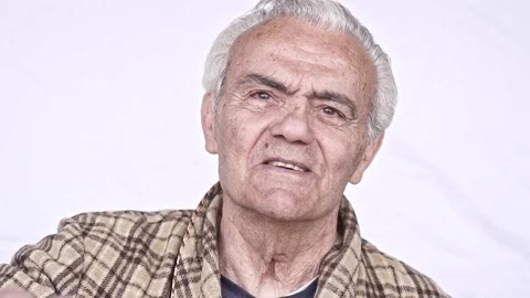 Senior Elderly Happy Man waving at camera , Close up Slow Motion Video Stock Footage 105969845