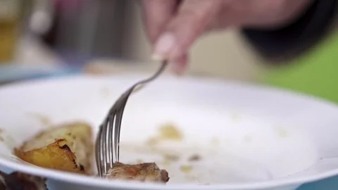 Senior Elderly Man,  Eating, Close up Slow Motion Video Stock Footage 105974030