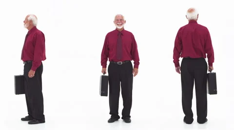 Senior elderly man holding briefcase Video stock 67353992