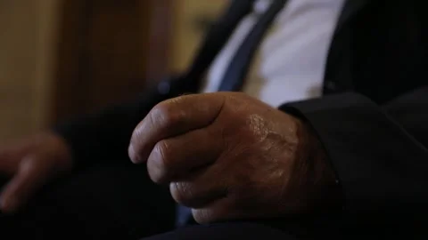 Senior Elderly Man moves his hands right and left Video stock 295224598