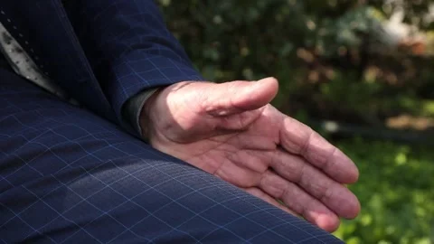Senior Elderly Man puts his Hands on his knee Stock Footage 295224294