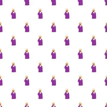 Senior elderly man talking phone call repeating pattern Stock Illustration