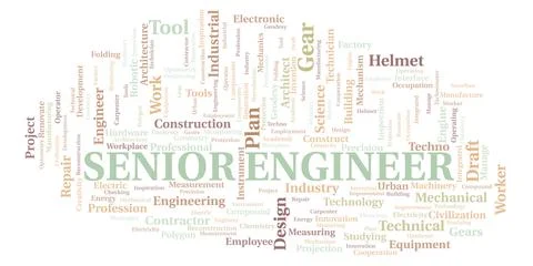 Senior Engineer typography word cloud create with the text only Stock Illustration