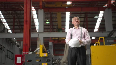 Senior experienced technician checking large machine Stock Footage 317901438