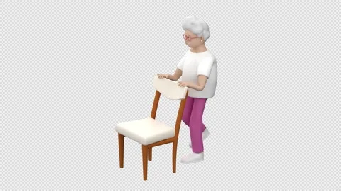 Senior female doing exercises for hamstrings using a chair for stability Stock Footage 334686412
