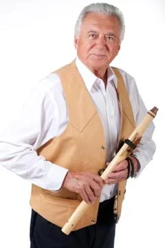 Senior with flute Stock Photos